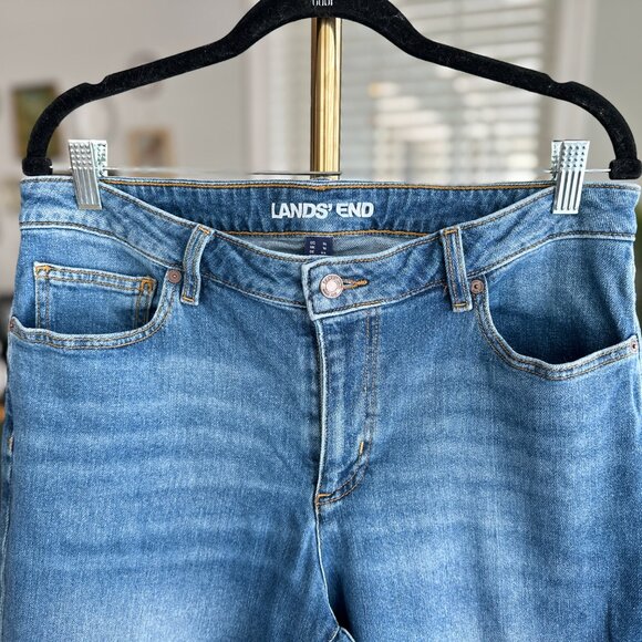 Land's End Mid Rise Boyfriend Jeans in Indigo Tide Blue Sz 14 - Picture 2 of 16